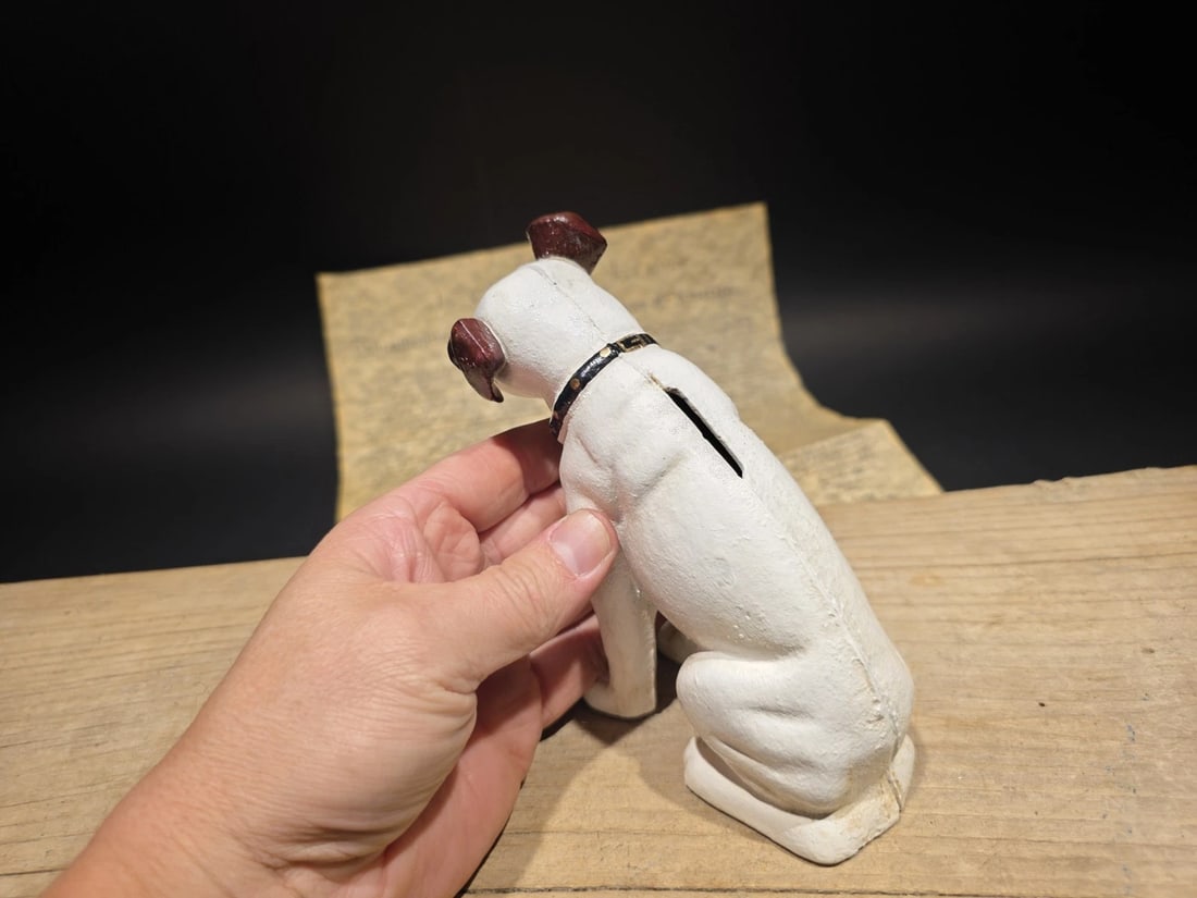 6" Nipper Dog Cast Iron Coin Bank - 7