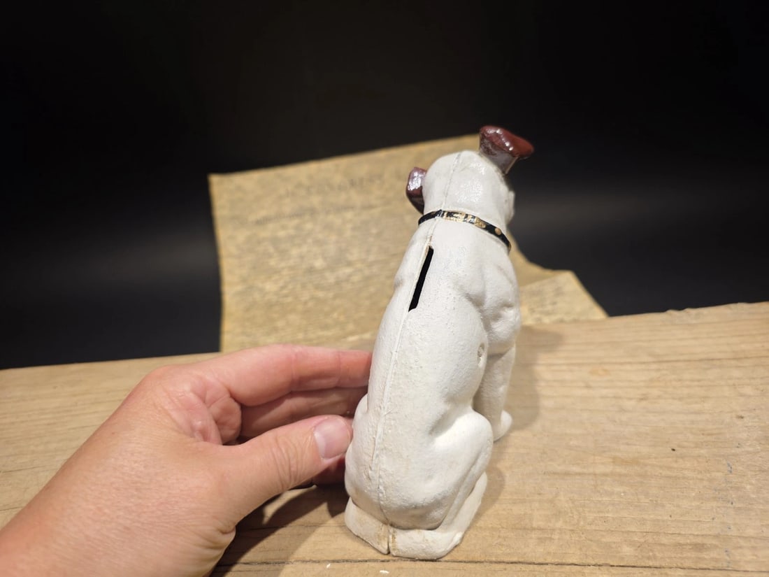 6" Nipper Dog Cast Iron Coin Bank - 8
