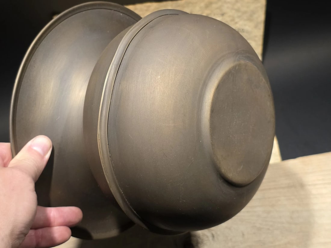 8 1/2" Civil War Confederate Brass Spittoon Cuspidor - 12