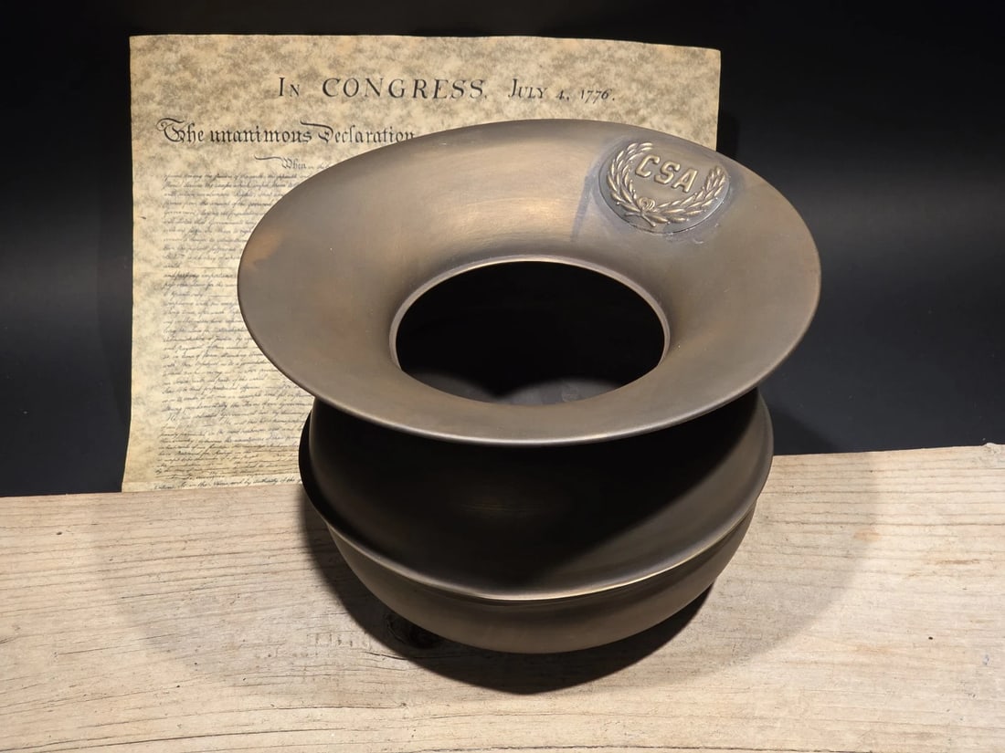 8 1/2" Civil War Confederate Brass Spittoon Cuspidor - 14