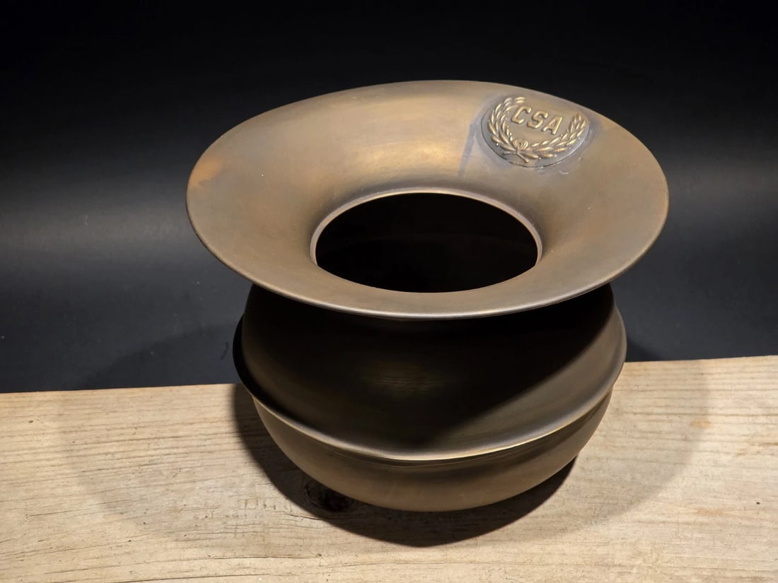 8 1/2" Civil War Confederate Brass Spittoon Cuspidor - 15