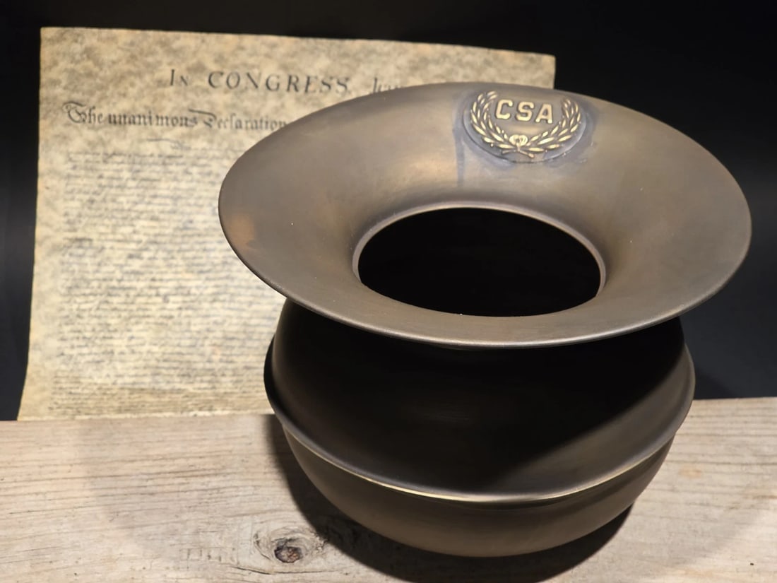 8 1/2" Civil War Confederate Brass Spittoon Cuspidor - 16