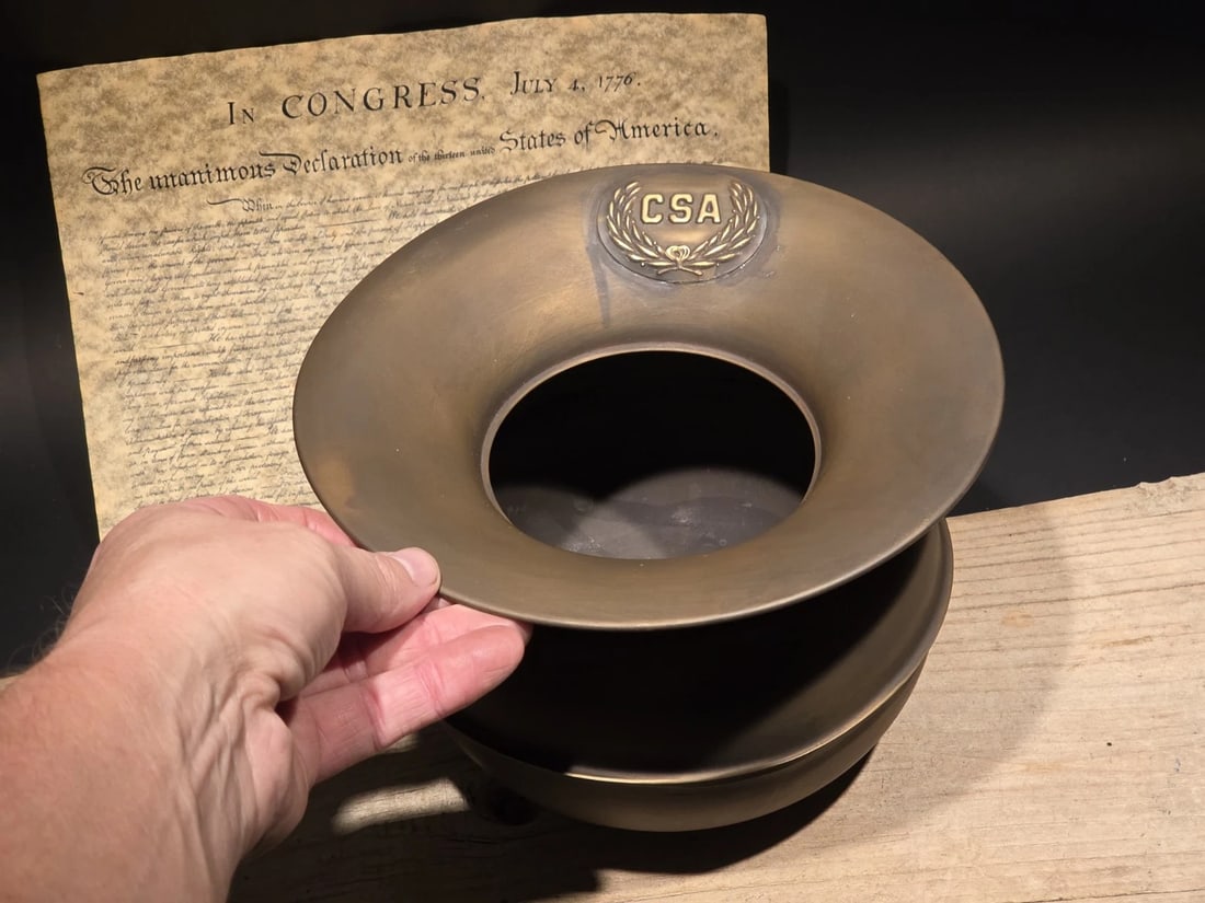 8 1/2" Civil War Confederate Brass Spittoon Cuspidor - 17