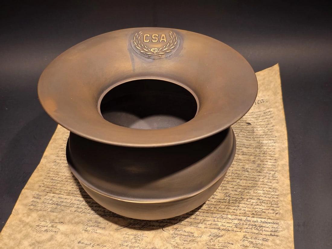 8 1/2" Civil War Confederate Brass Spittoon Cuspidor - 2
