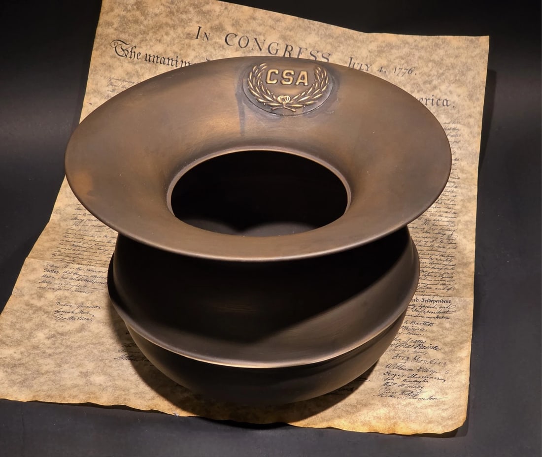8 1/2" Civil War Confederate Brass Spittoon Cuspidor - 3