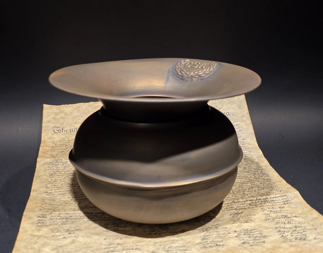 8 1/2" Civil War Confederate Brass Spittoon Cuspidor - 4