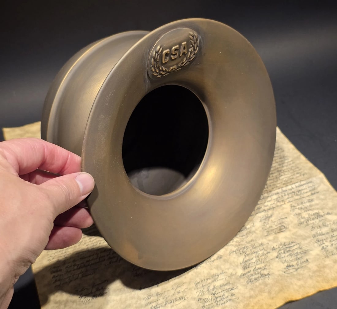 8 1/2" Civil War Confederate Brass Spittoon Cuspidor - 5