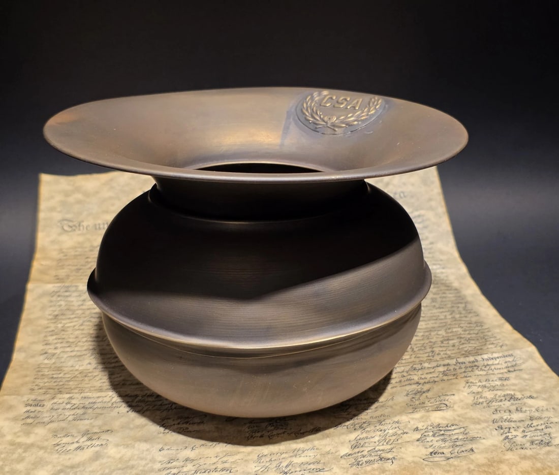 8 1/2" Civil War Confederate Brass Spittoon Cuspidor - 7