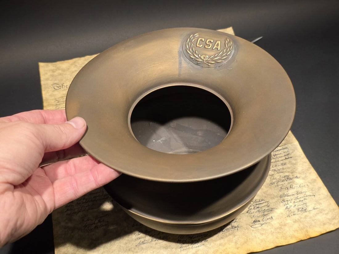 8 1/2" Civil War Confederate Brass Spittoon Cuspidor - 9