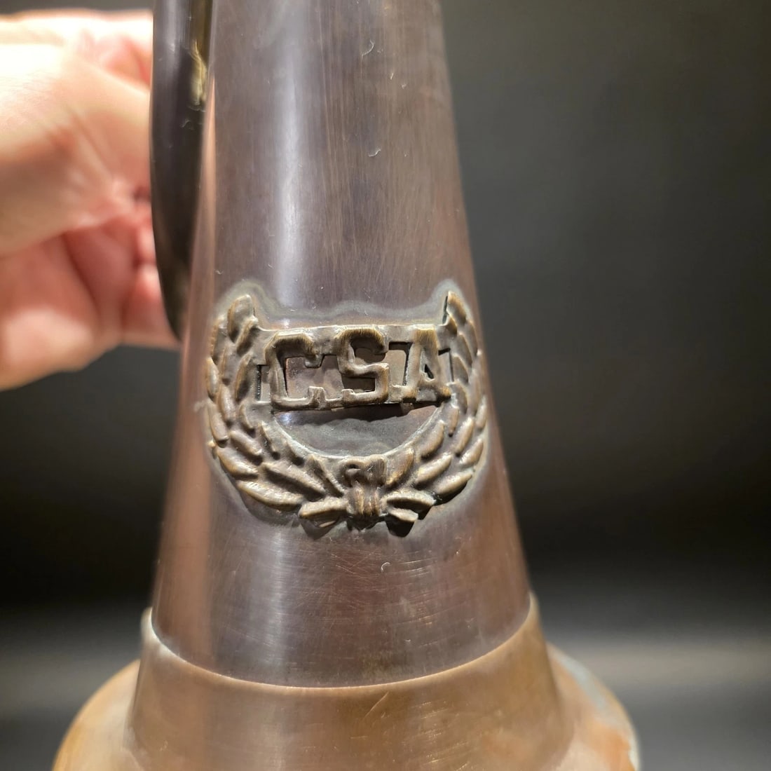 12" Civil War Confederate CSA Bugle Copper Brass Signal Horn - 11