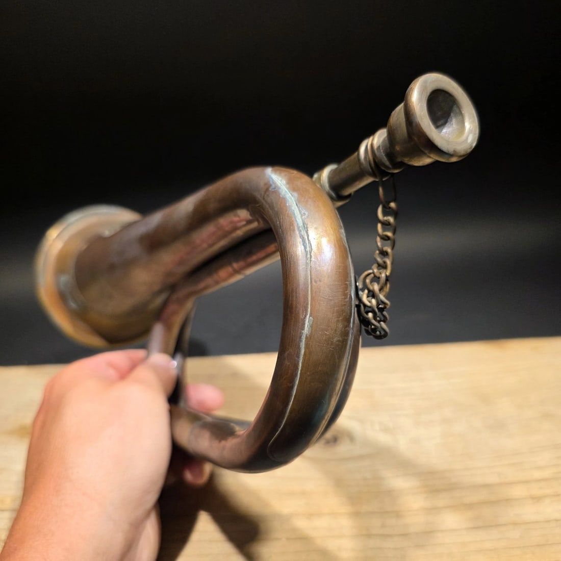 12" Civil War Confederate CSA Bugle Copper Brass Signal Horn - 14