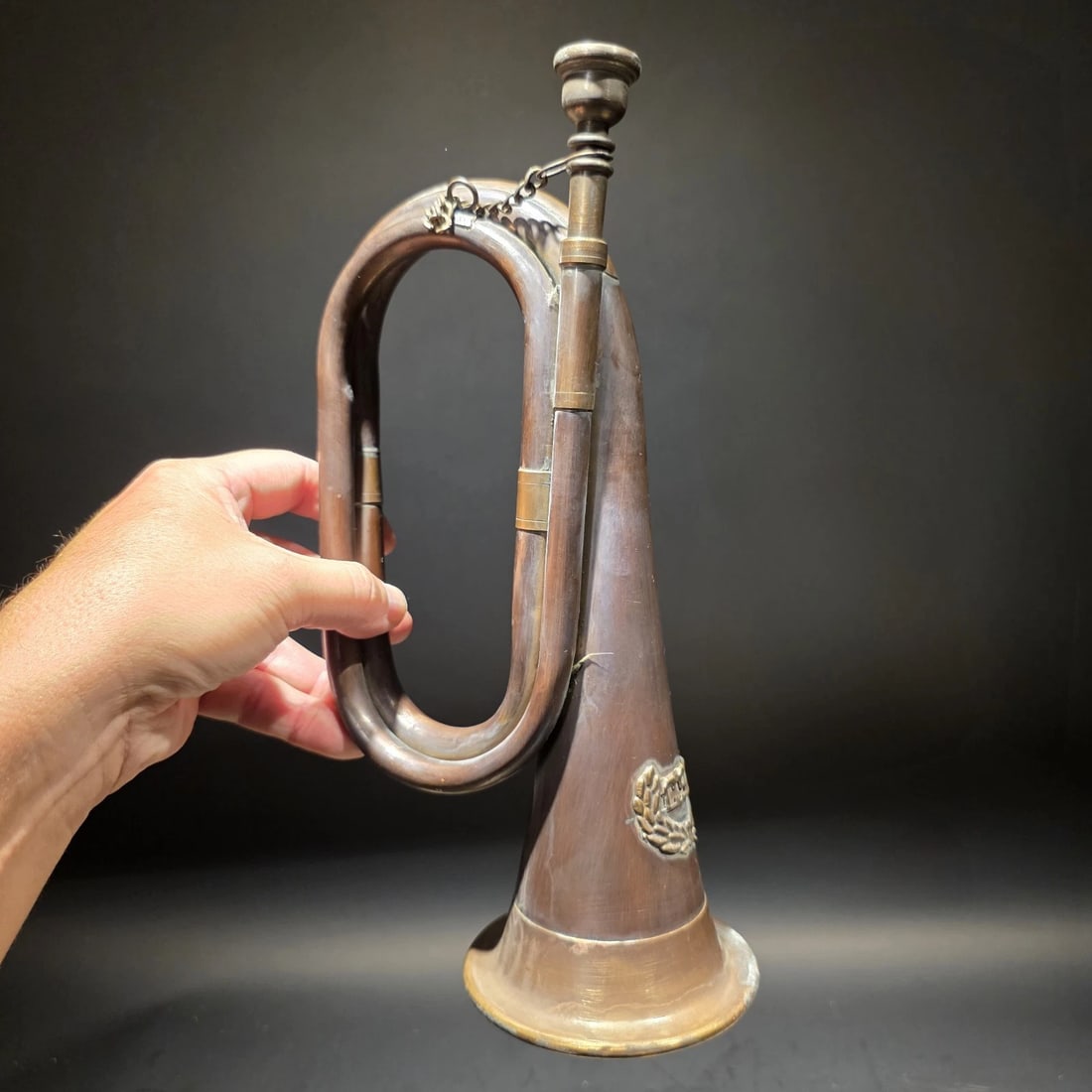 12" Civil War Confederate CSA Bugle Copper Brass Signal Horn - 3