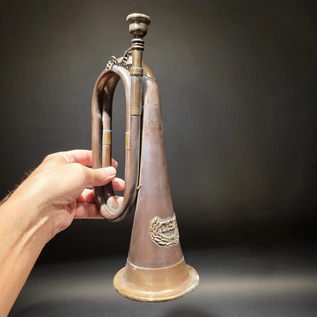 12" Civil War Confederate CSA Bugle Copper Brass Signal Horn - 4