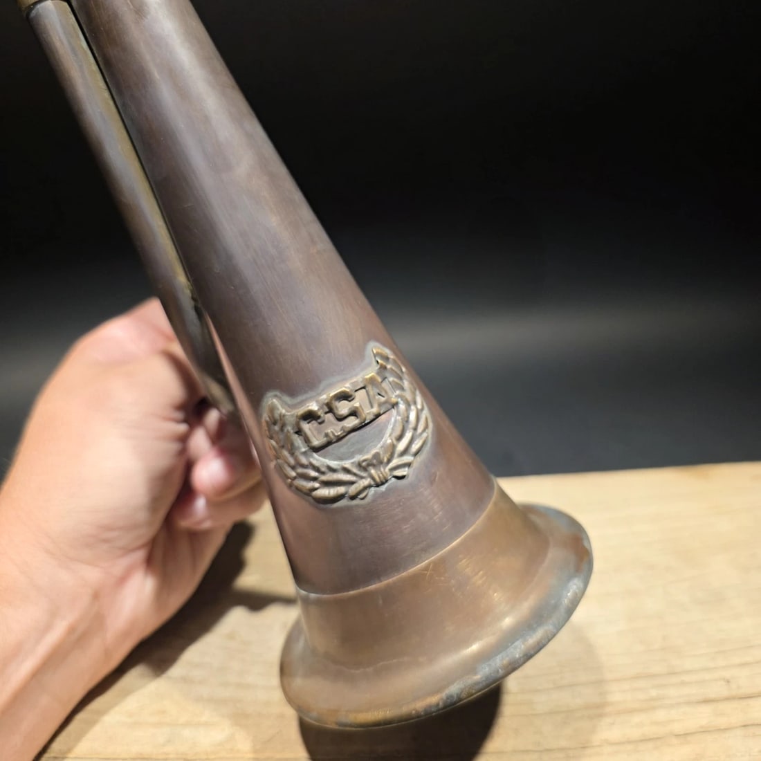 12" Civil War Confederate CSA Bugle Copper Brass Signal Horn - 5