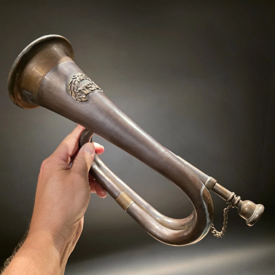 12" Civil War Confederate CSA Bugle Copper Brass Signal Horn - 6