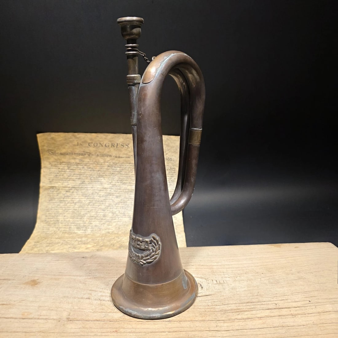 12" Civil War Confederate CSA Bugle Copper Brass Signal Horn - 9
