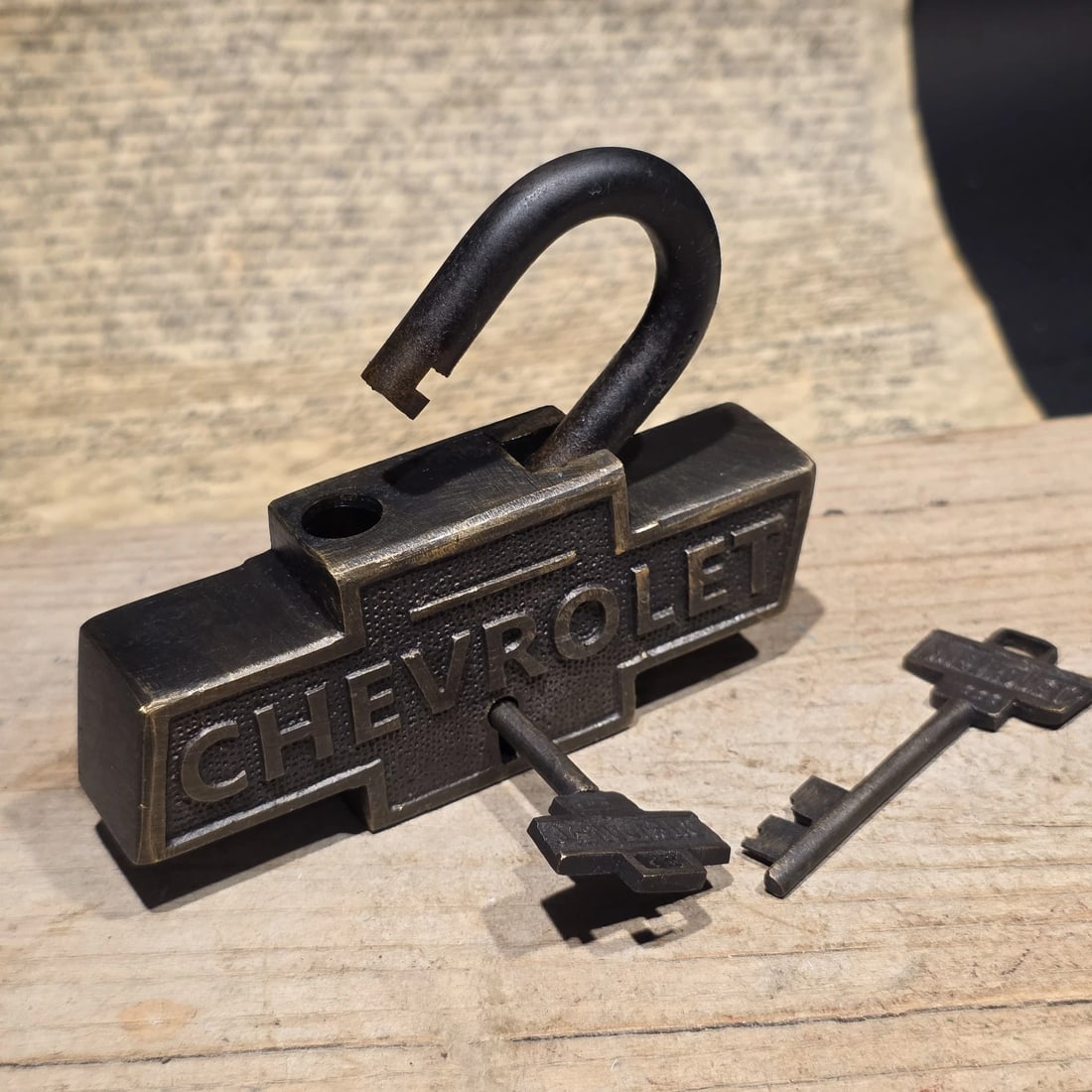 Brass & Iron Trunk Chest Box Chevrolet Lock Padlock - 10