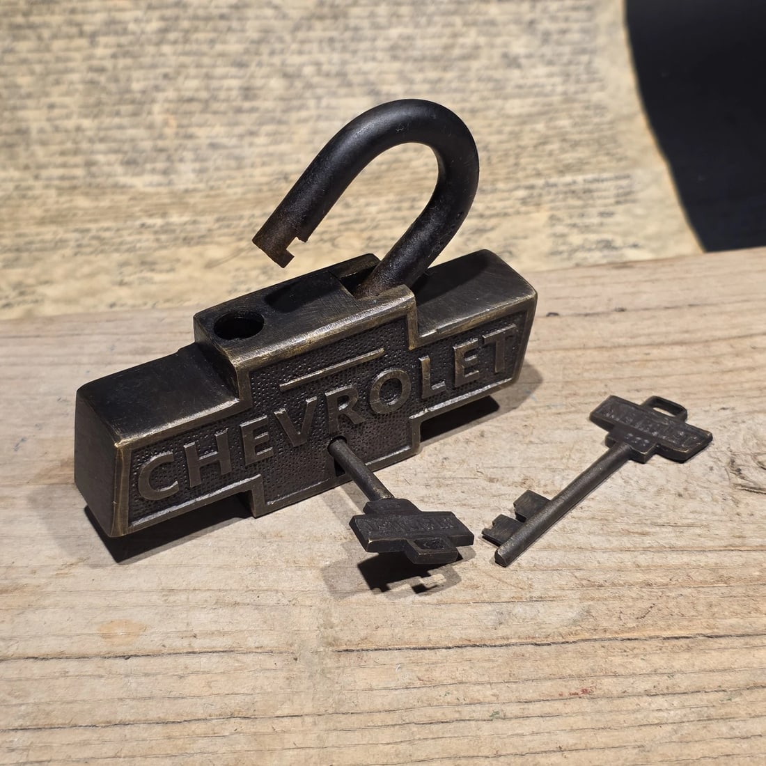 Brass & Iron Trunk Chest Box Chevrolet Lock Padlock - 11