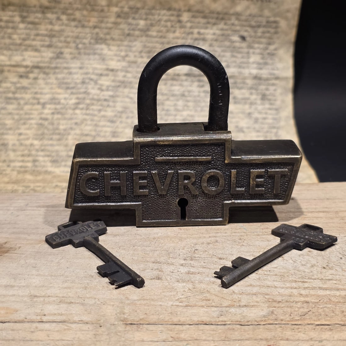 Brass & Iron Trunk Chest Box Chevrolet Lock Padlock - 3