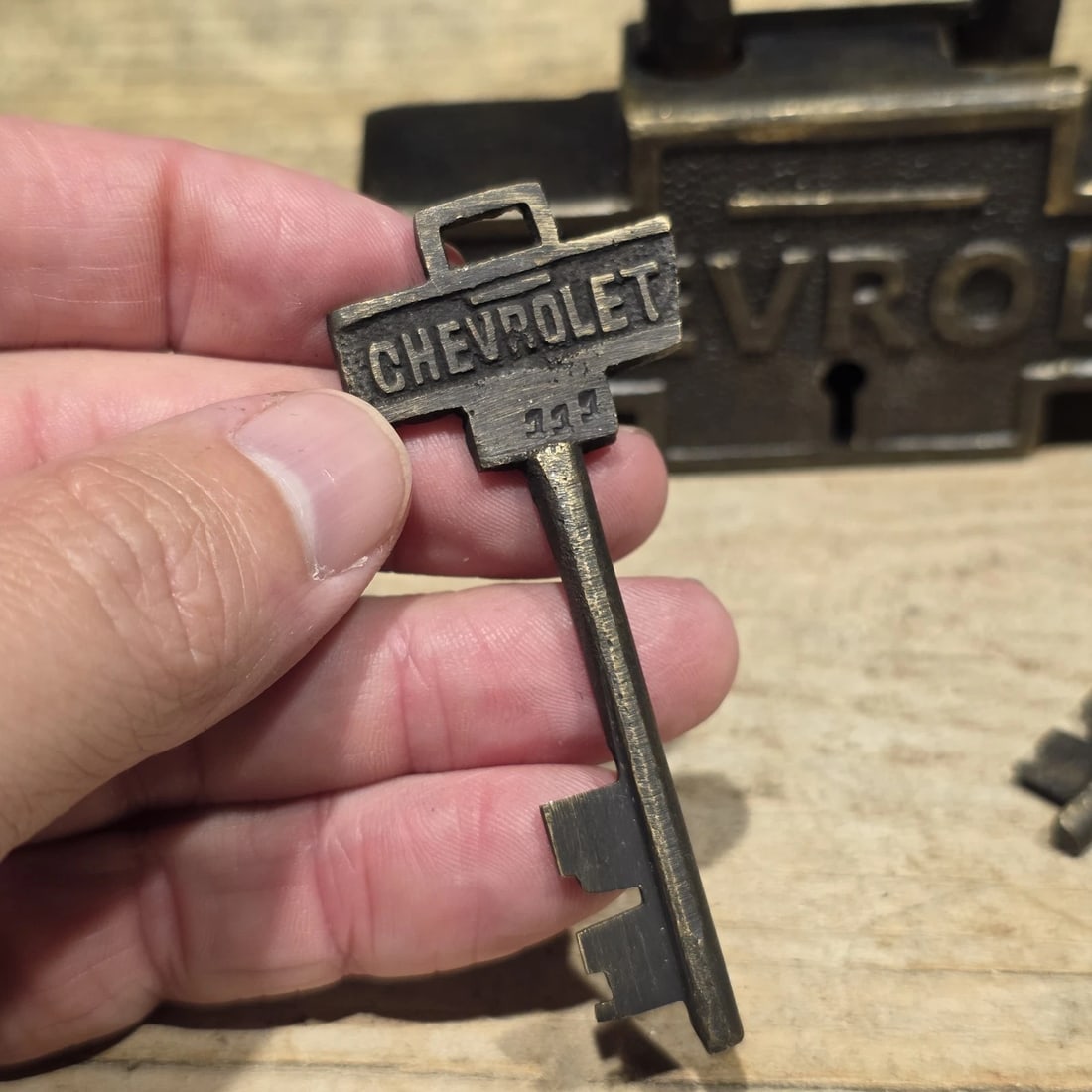 Brass & Iron Trunk Chest Box Chevrolet Lock Padlock - 4