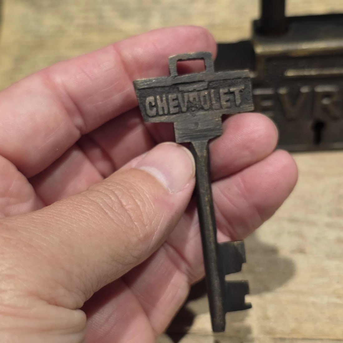 Brass & Iron Trunk Chest Box Chevrolet Lock Padlock - 5