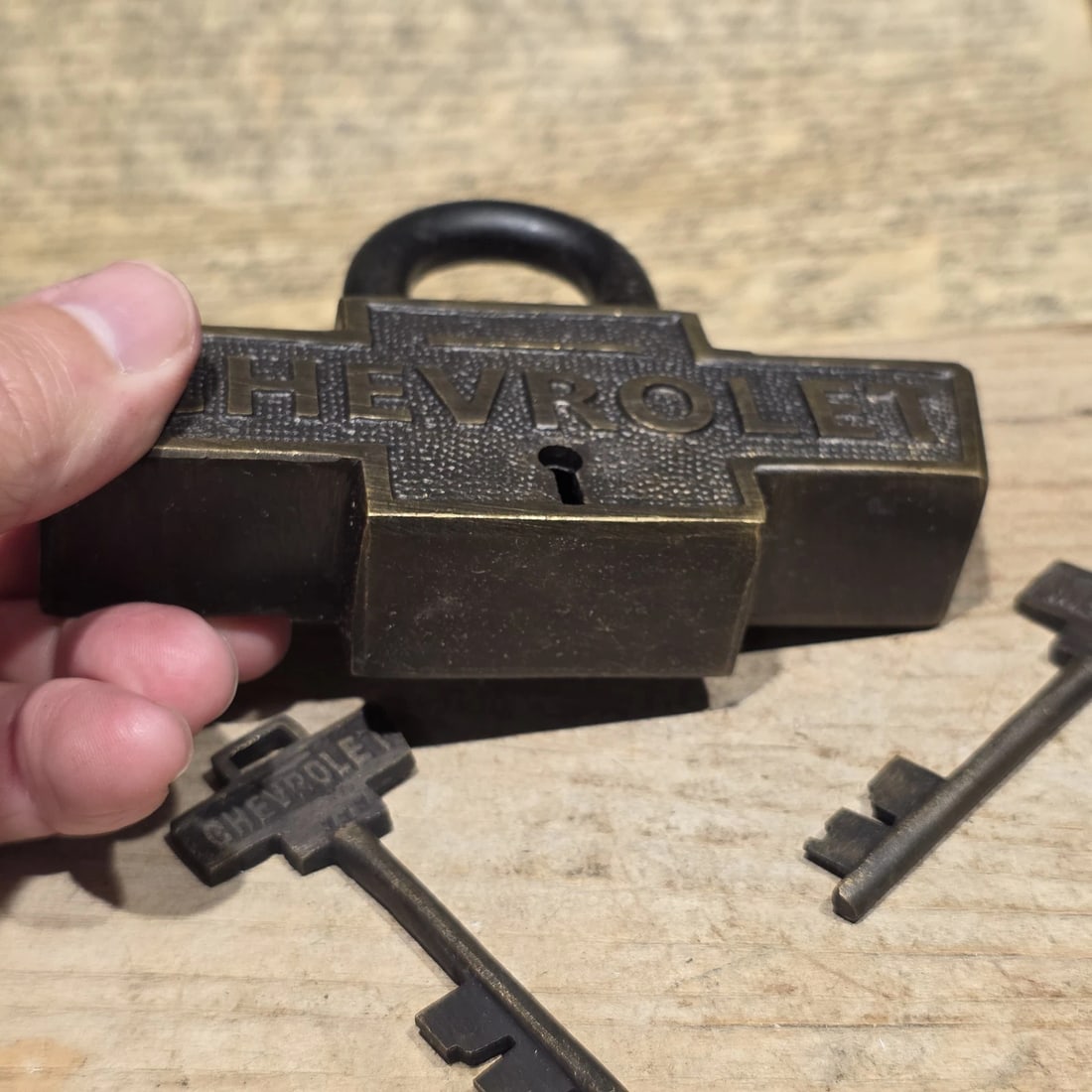 Brass & Iron Trunk Chest Box Chevrolet Lock Padlock - 6