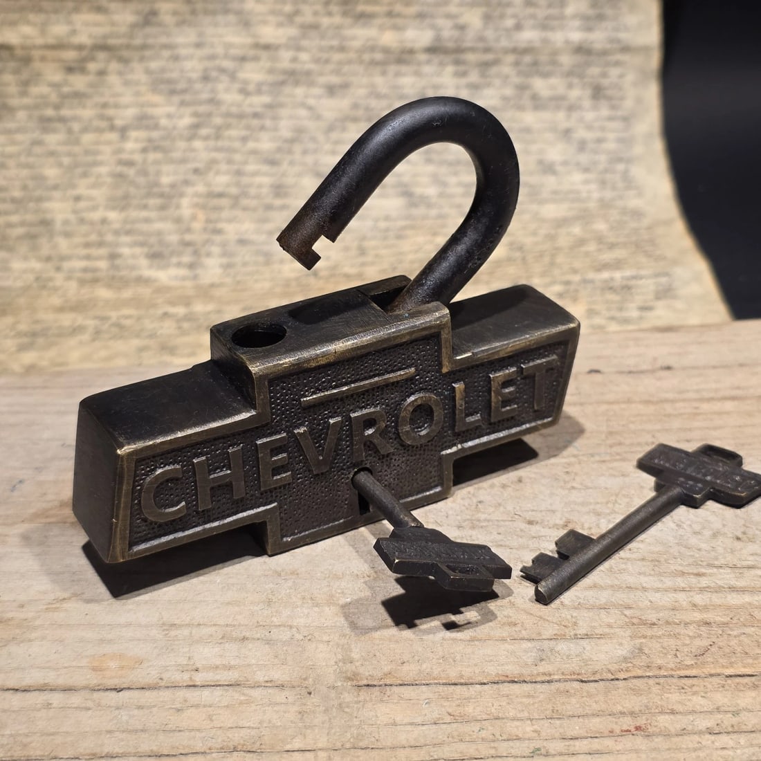 Brass & Iron Trunk Chest Box Chevrolet Lock Padlock - 9