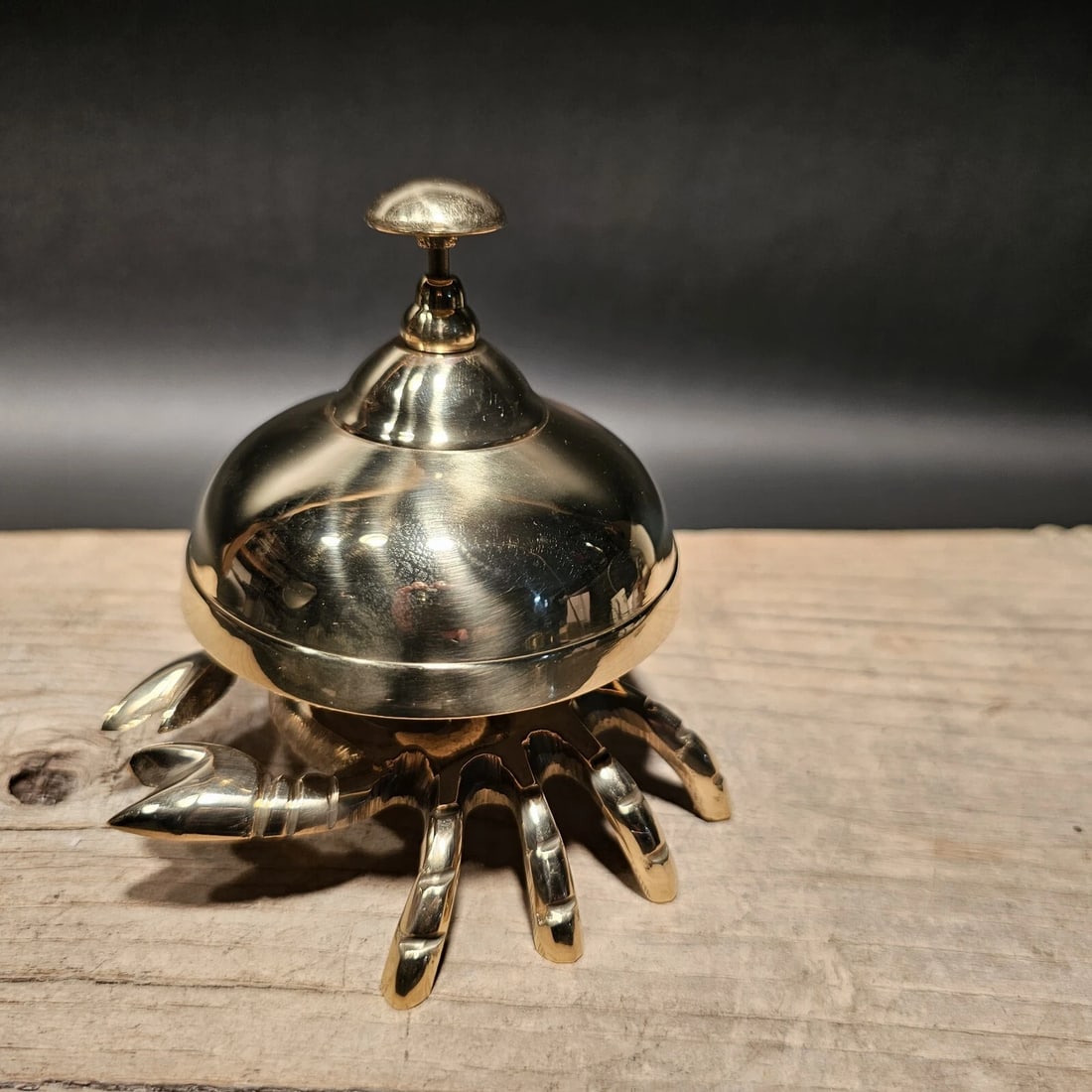 4 1/2" Brass Coastal Crab Table Desk Bell - 11