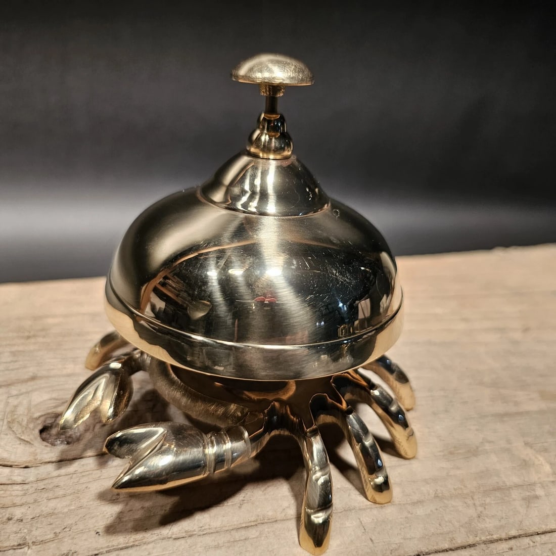 4 1/2" Brass Coastal Crab Table Desk Bell - 2