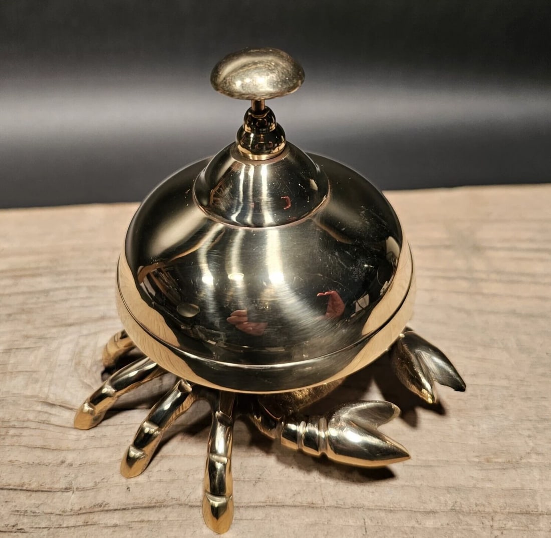 4 1/2" Brass Coastal Crab Table Desk Bell - 4