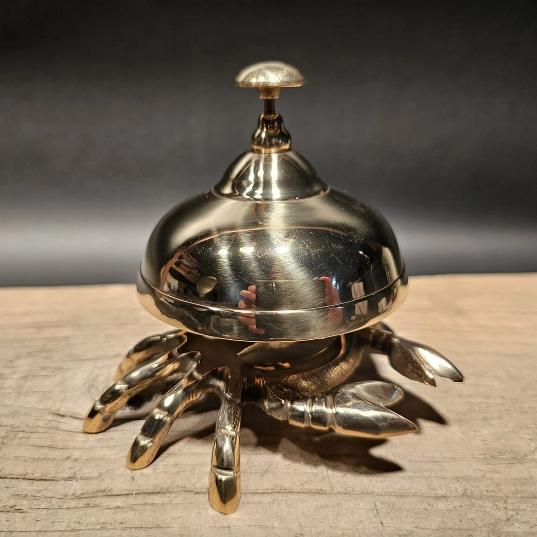 4 1/2" Brass Coastal Crab Table Desk Bell - 5