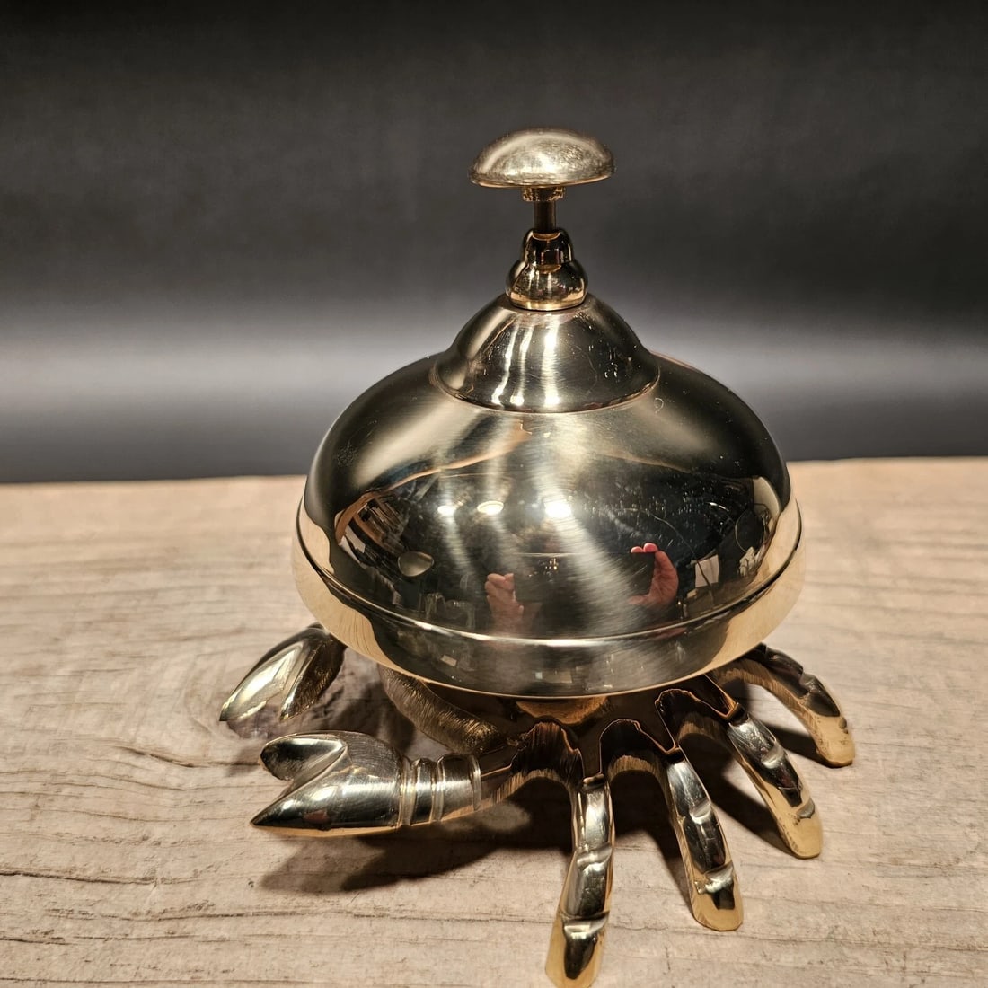 4 1/2" Brass Coastal Crab Table Desk Bell - 6