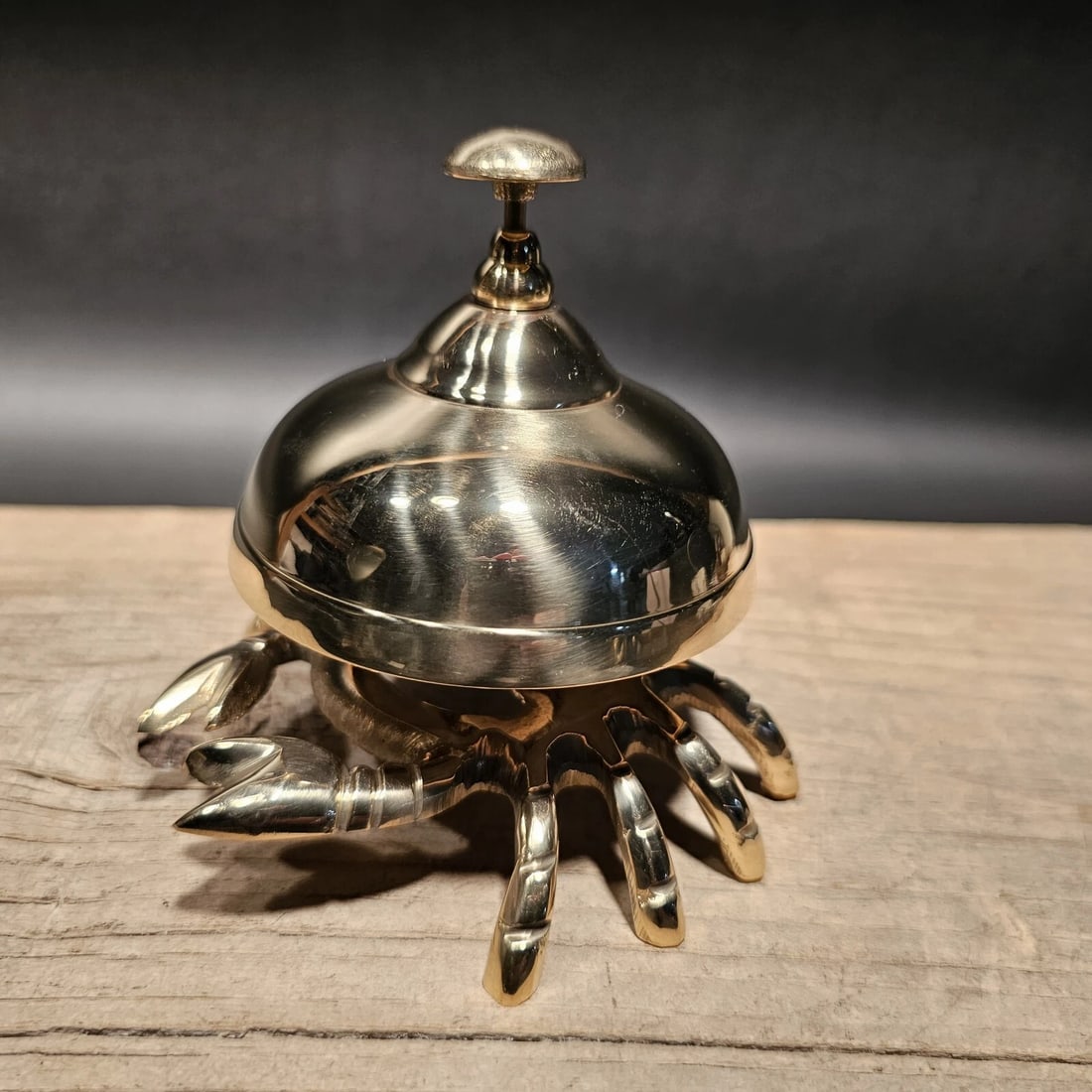 4 1/2" Brass Coastal Crab Table Desk Bell - 7