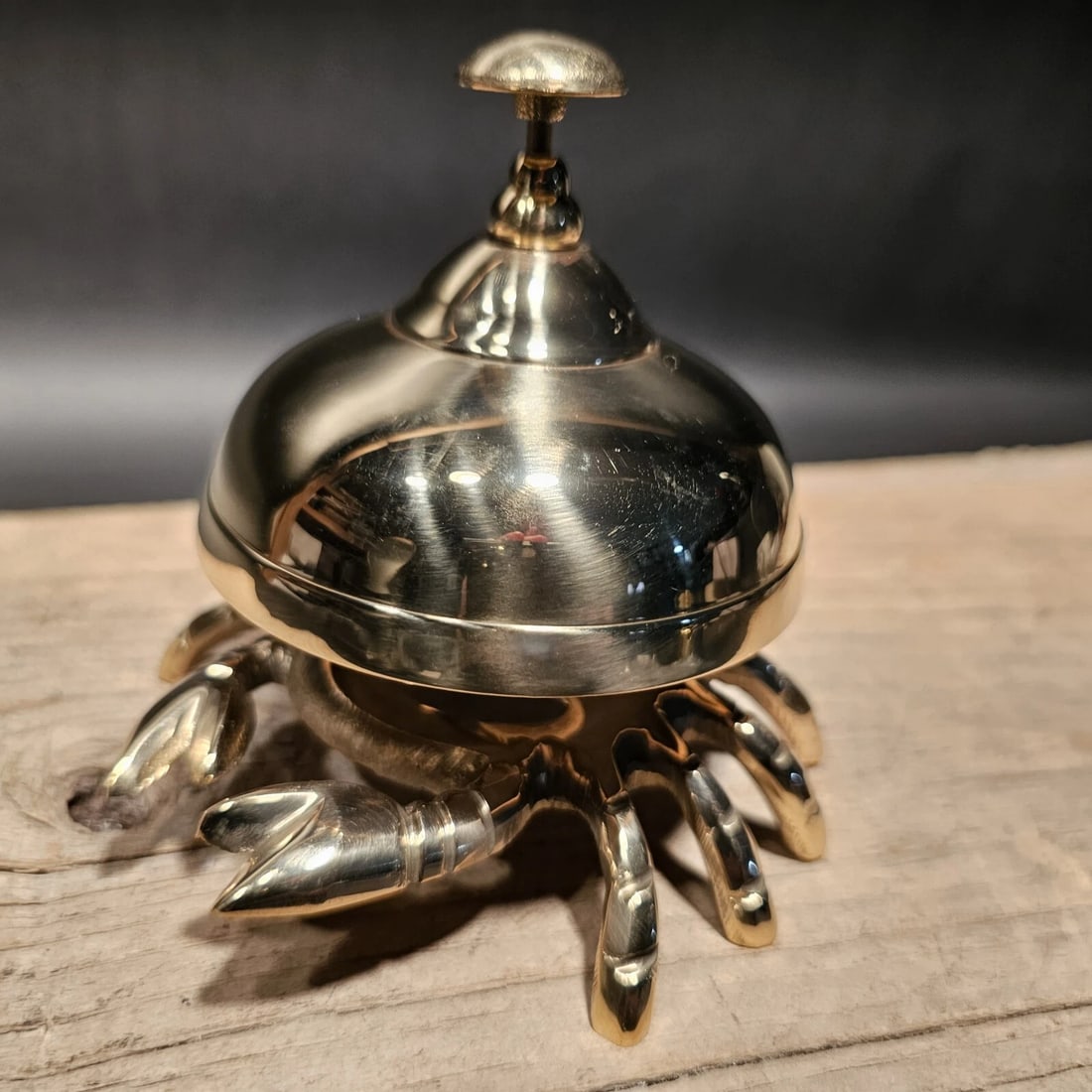 4 1/2" Brass Coastal Crab Table Desk Bell - 8