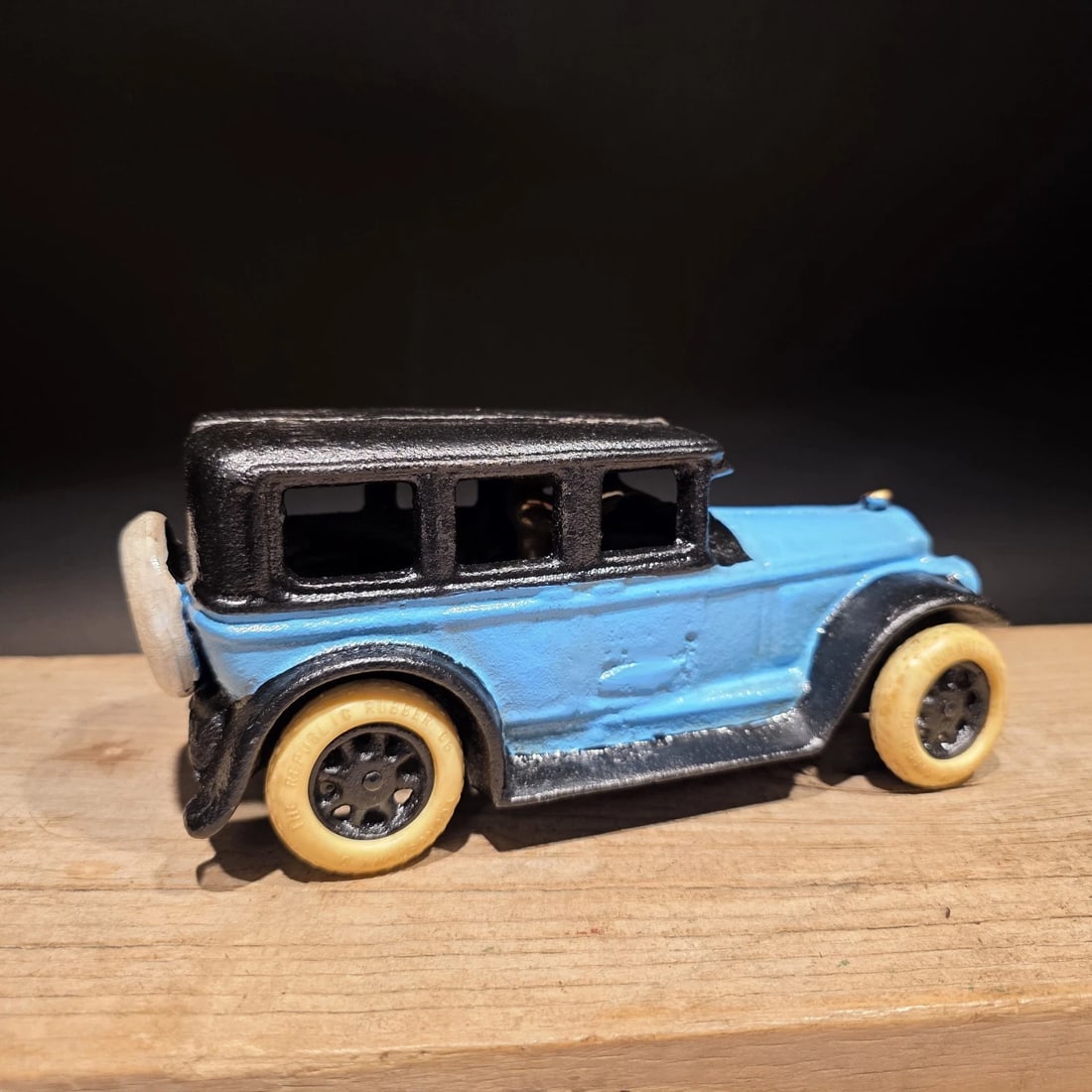 Blue Cast Iron Toy Race Car - 3