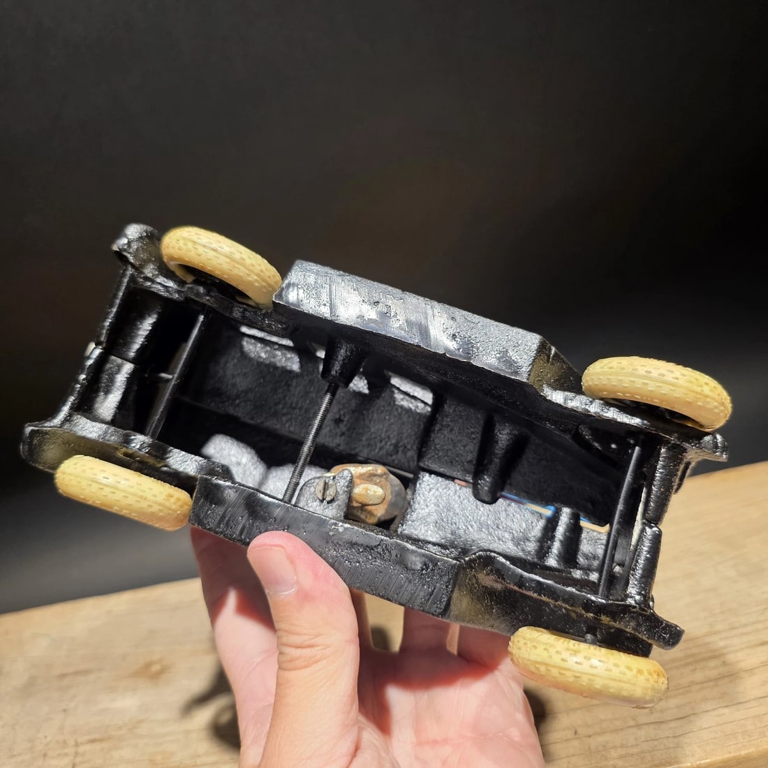 Blue Cast Iron Toy Race Car - 5