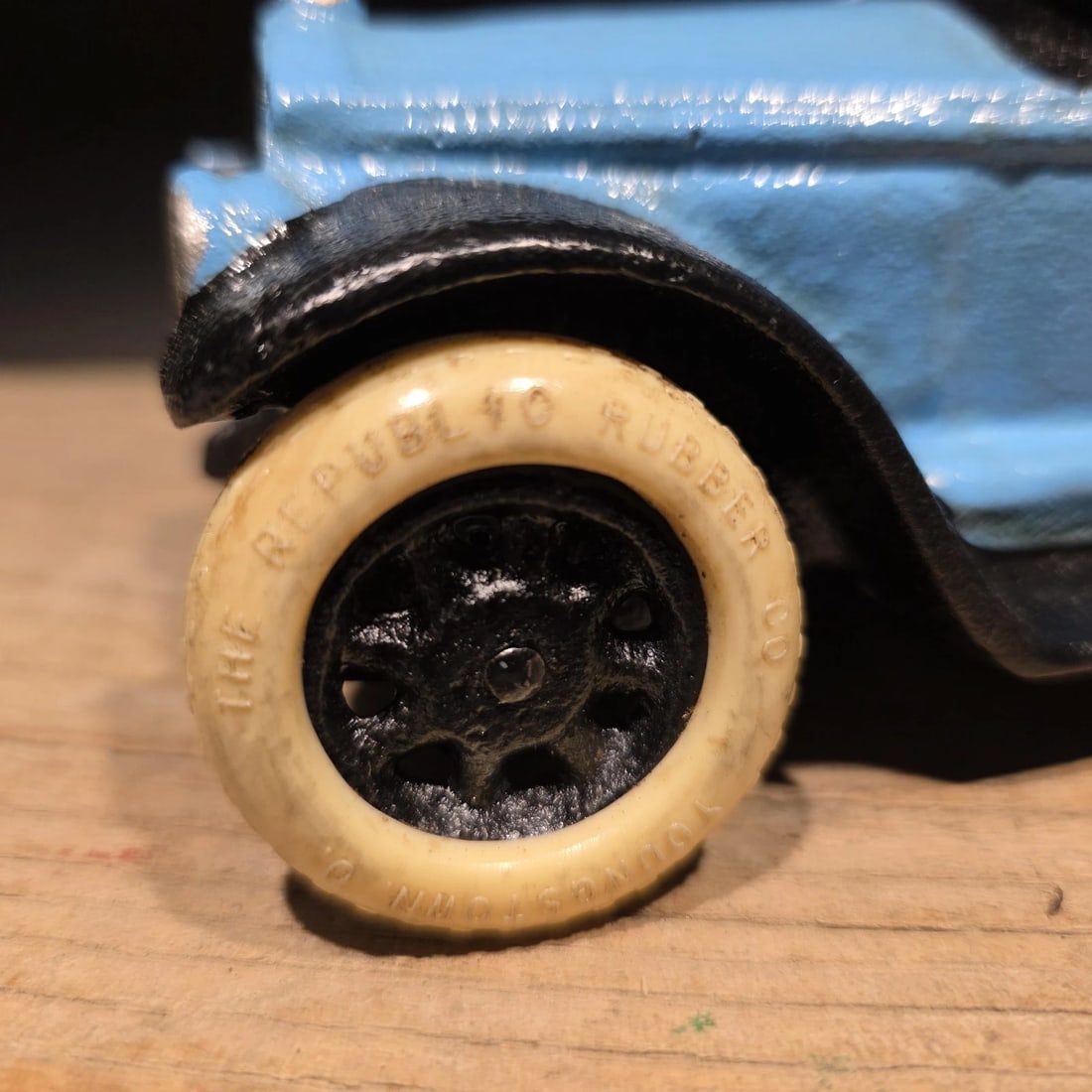Blue Cast Iron Toy Race Car - 8