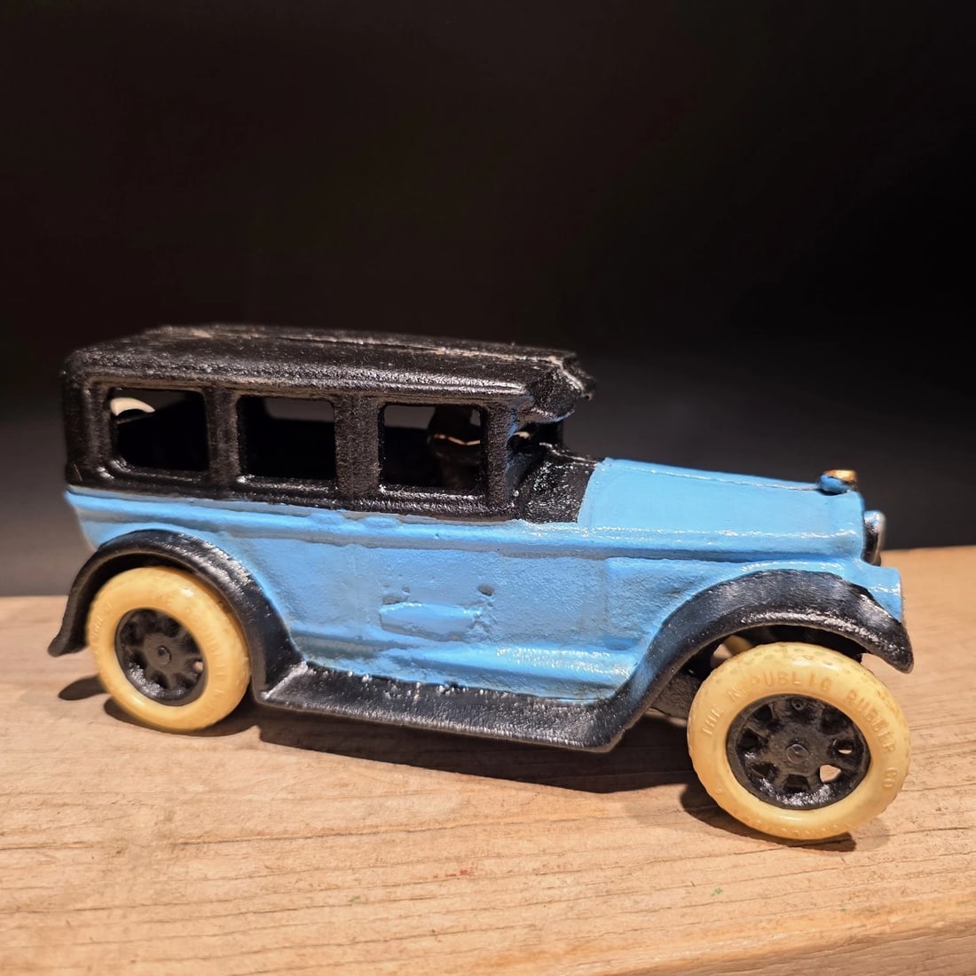 Blue Cast Iron Toy Race Car - 9