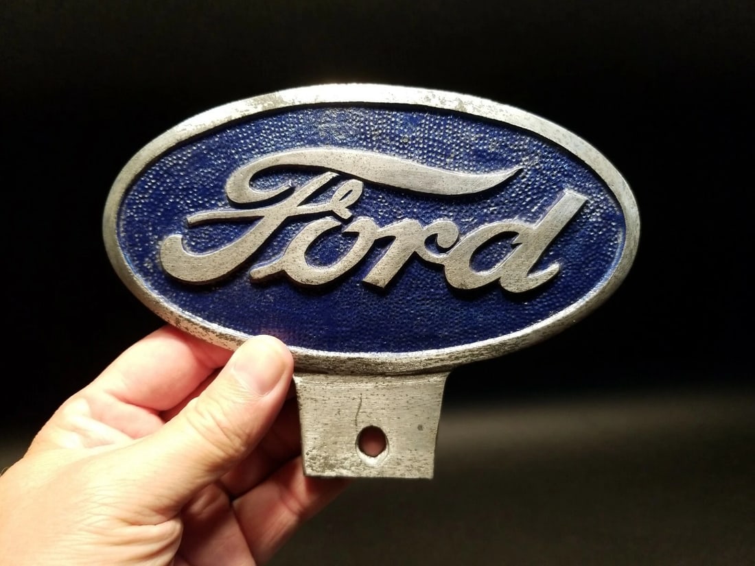 Cast Aluminum Ford Car License Plate Fob Topper - 2