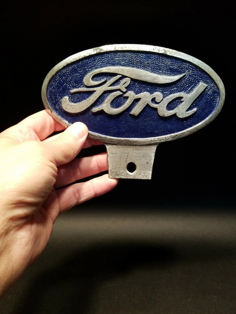 Cast Aluminum Ford Car License Plate Fob Topper - 4