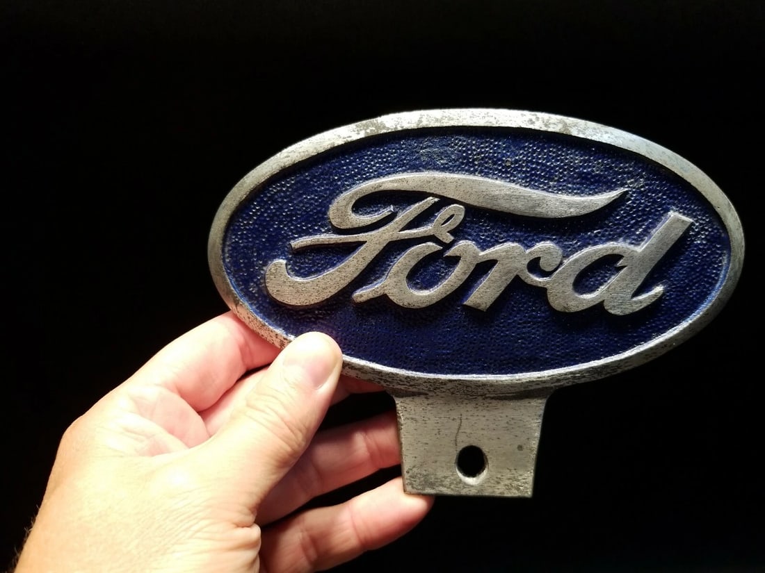 Cast Aluminum Ford Car License Plate Fob Topper - 5