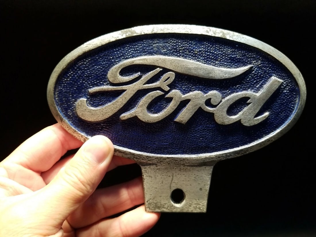 Cast Aluminum Ford Car License Plate Fob Topper - 6