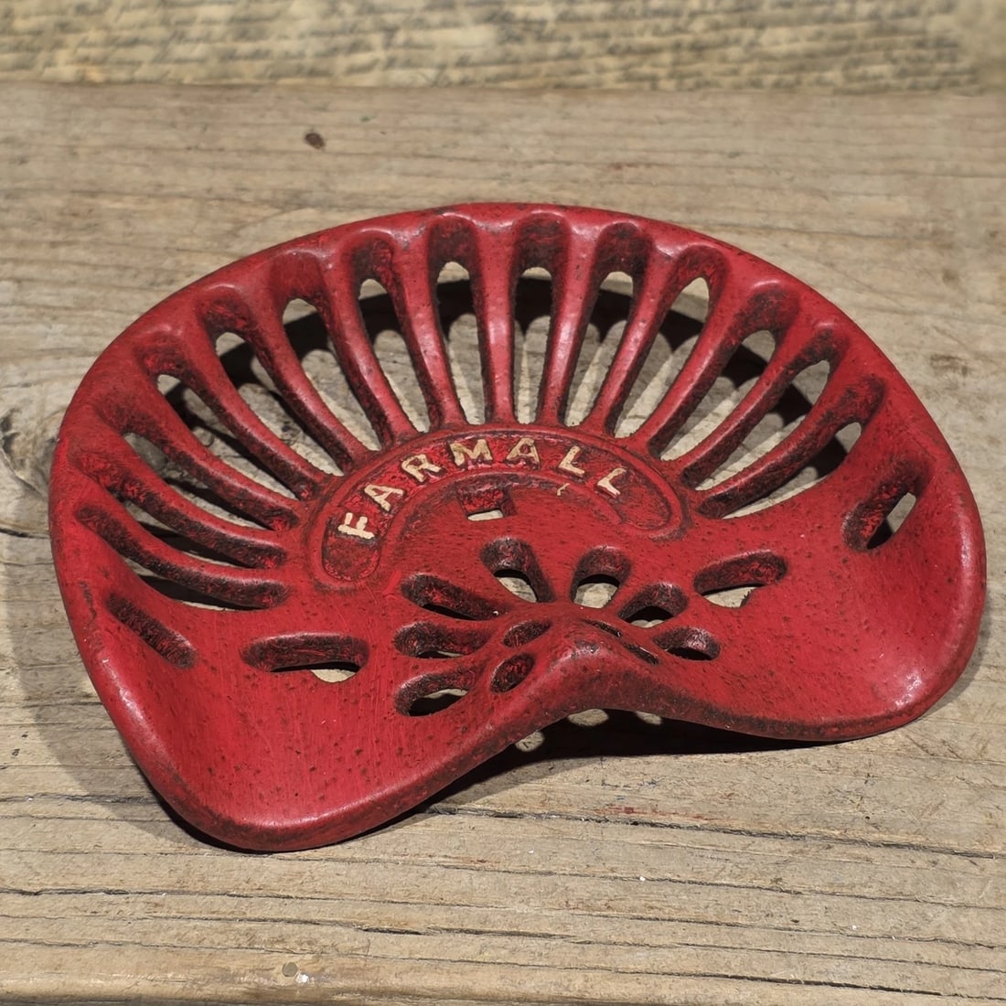 5" Mini Farmall Cast Iron Tractor Seat - Red IH Salesman Sample Paperweight - 12