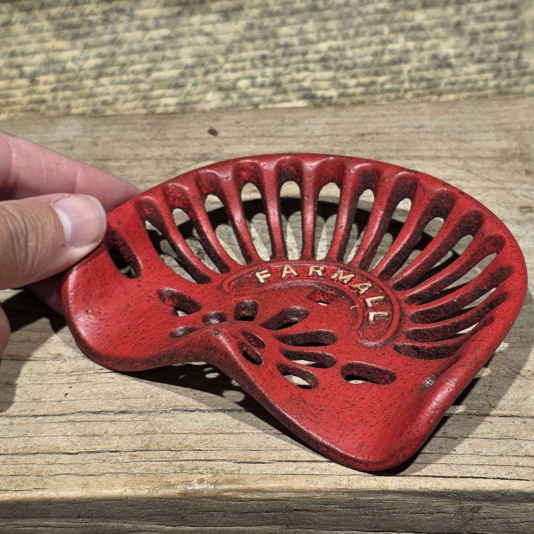 5" Mini Farmall Cast Iron Tractor Seat - Red IH Salesman Sample Paperweight - 14