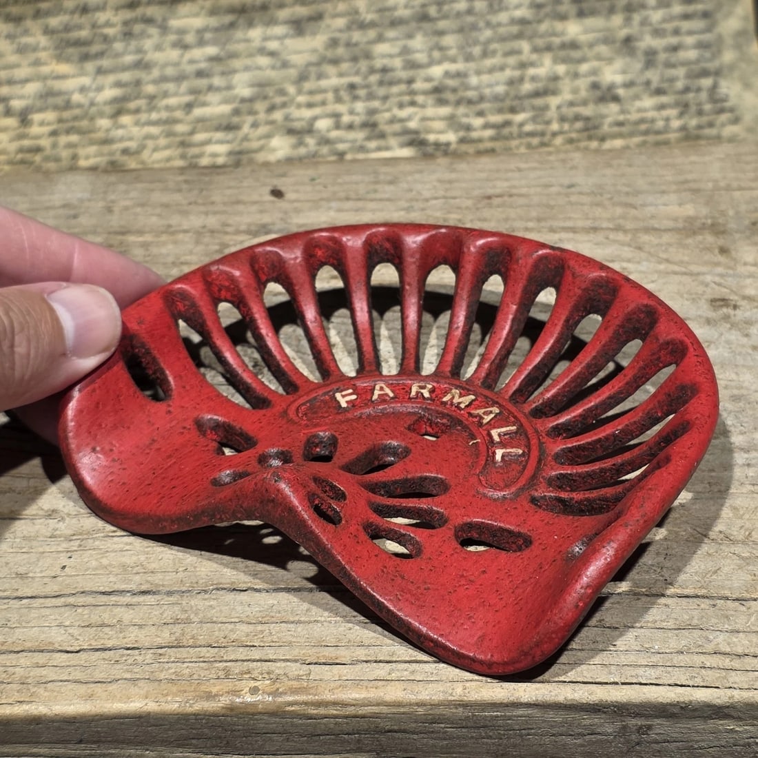 5" Mini Farmall Cast Iron Tractor Seat - Red IH Salesman Sample Paperweight - 15