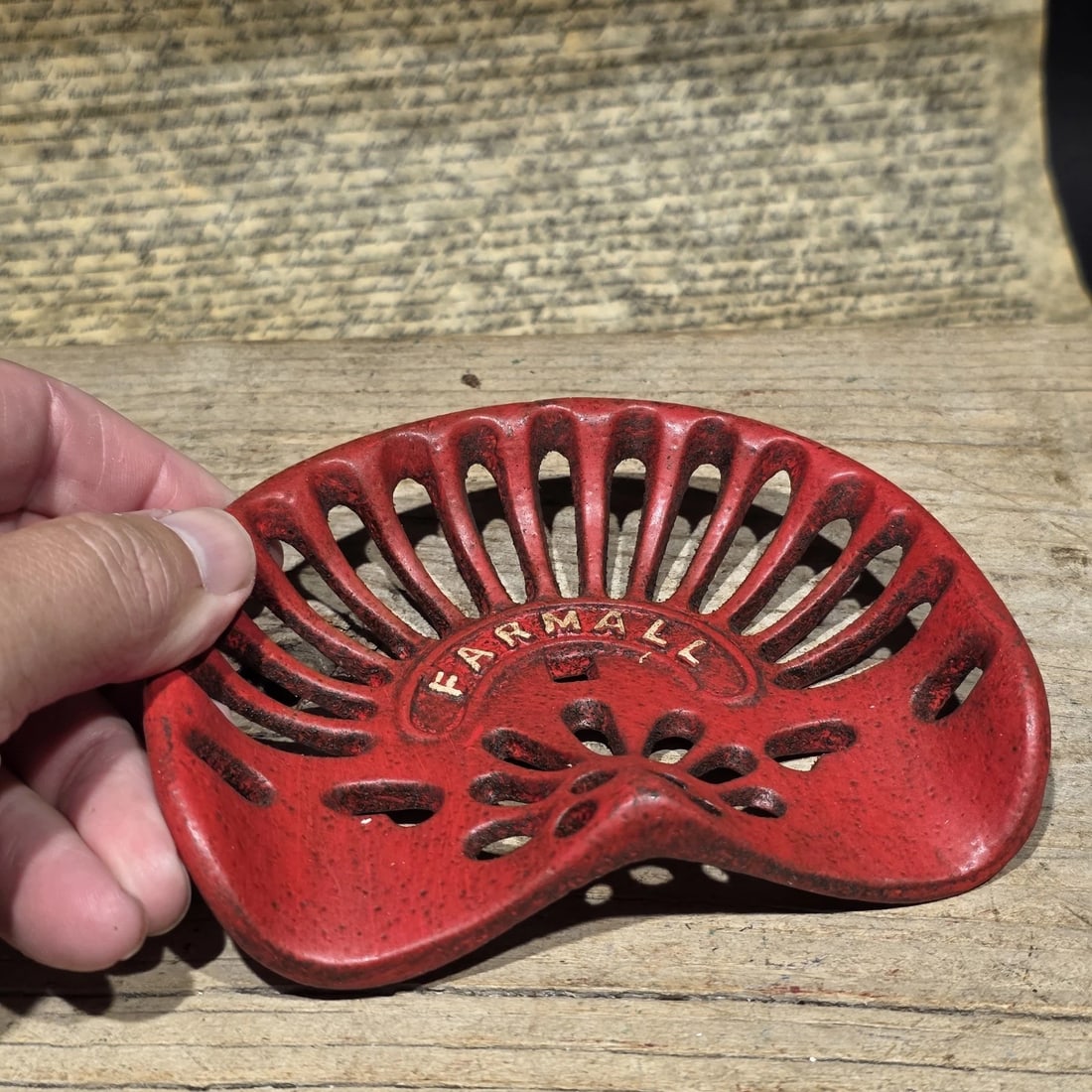 5" Mini Farmall Cast Iron Tractor Seat - Red IH Salesman Sample Paperweight - 3