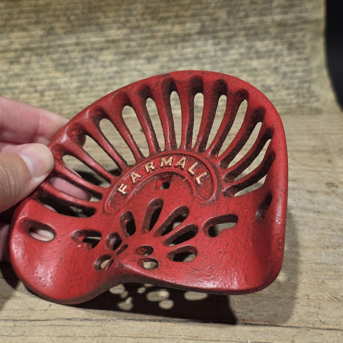 5" Mini Farmall Cast Iron Tractor Seat - Red IH Salesman Sample Paperweight - 4