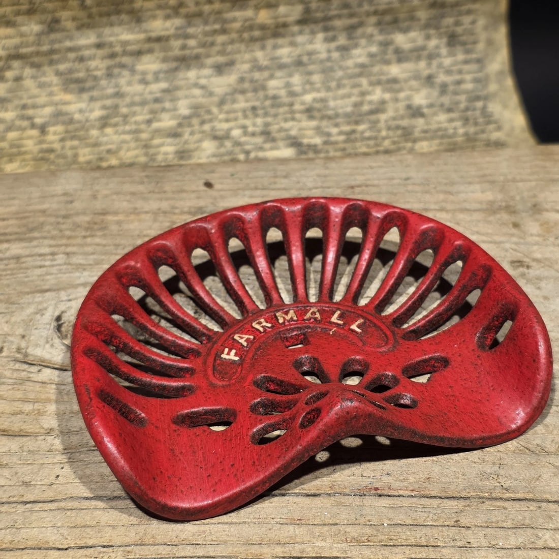 5" Mini Farmall Cast Iron Tractor Seat - Red IH Salesman Sample Paperweight - 8