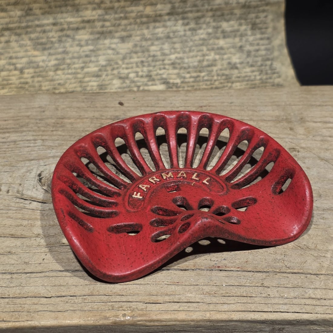 5" Mini Farmall Cast Iron Tractor Seat - Red IH Salesman Sample Paperweight - 9