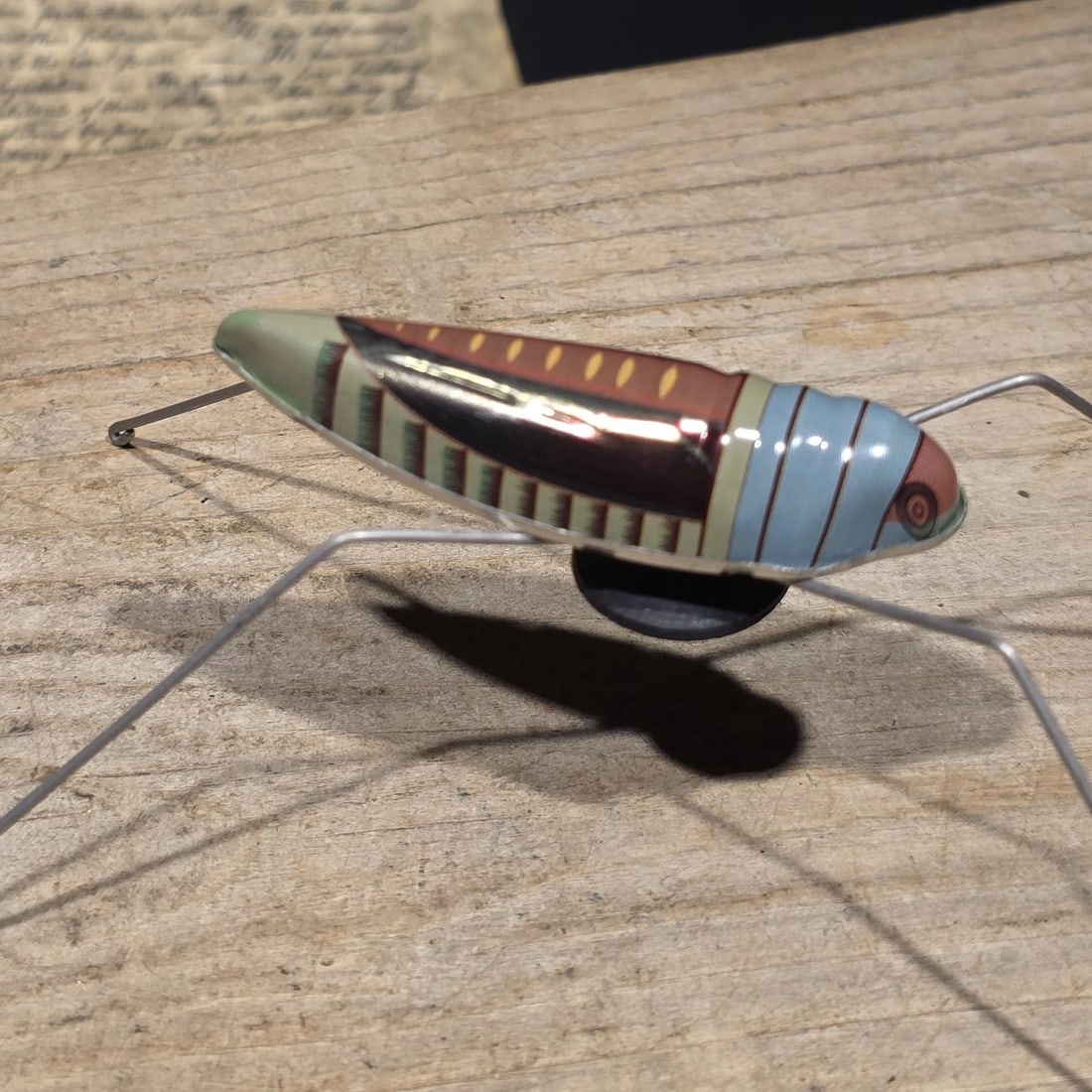 Tin Litho Jumping Grasshopper Toy Suction Cup Hopper Novelty Toy - 4